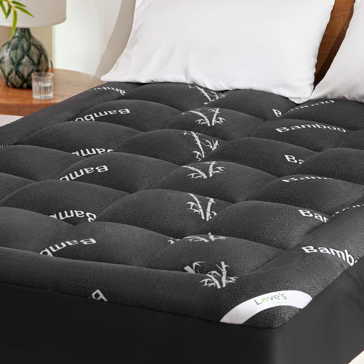 Love's cabin Twin XL Mattress Topper Viscose Derived from Bamboo, Thick Pillow Top Mattress Pad with Stretchable Pockets for 8"-20" Mattress, Soft Breathable Cooling Mattress Topper for Hot Sleepers