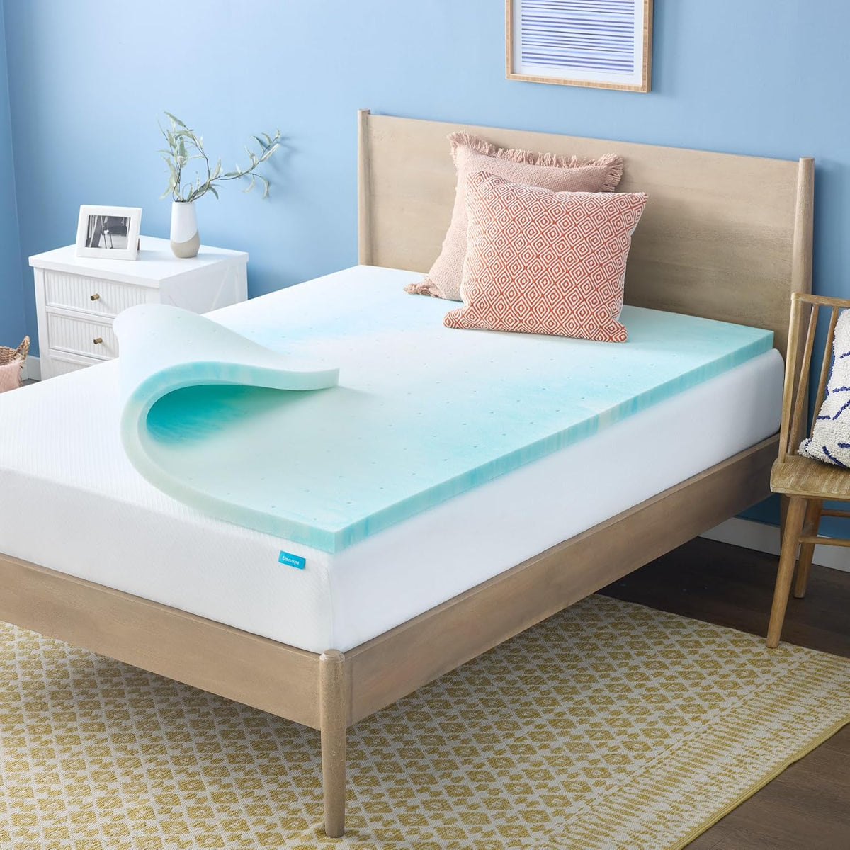 Linenspa Memory Foam Mattress Topper, Twin XL Size - 2 Inch Gel Infused Memory Foam - Plush Feel - Cooling and Pressure Relieving - CertiPUR Certified - Dorm Room Essentials