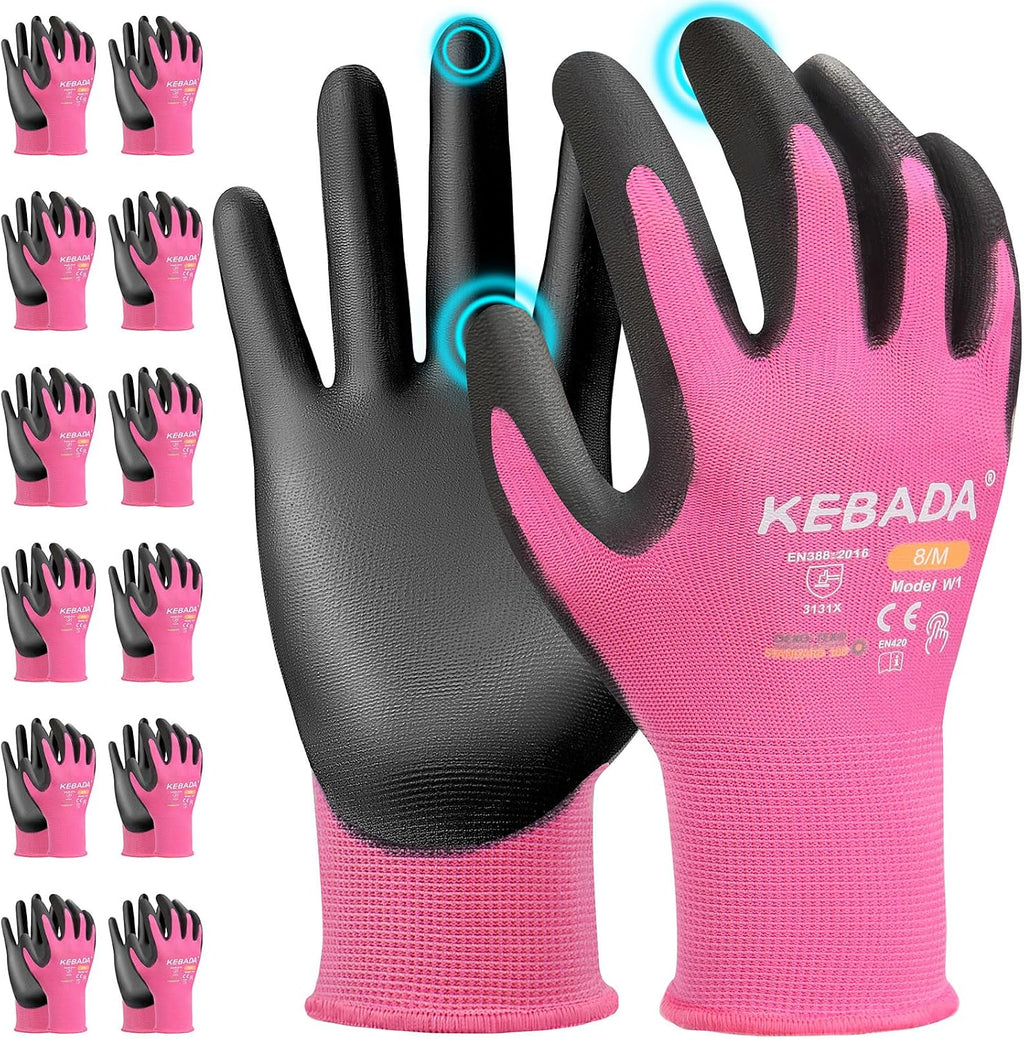 Kebada W1 Safety Work Gloves for Men & Women, Touchscreen, PU Coated