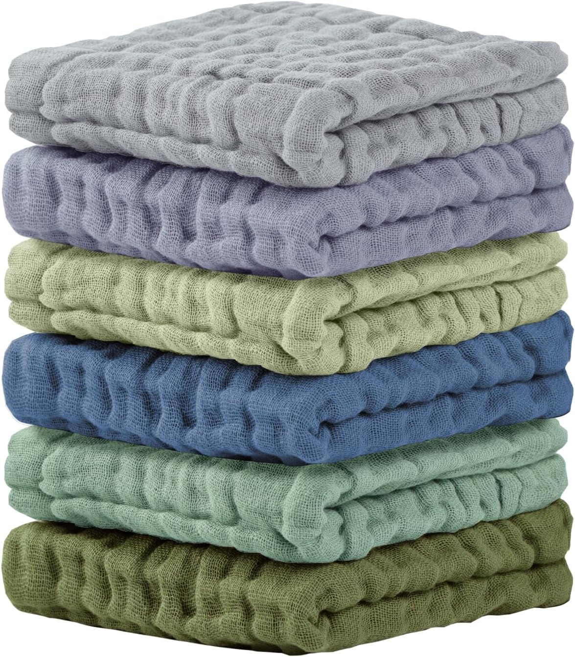 Cuddle Campus 6 Pack Muslin Baby Washcloths, Burp & Wash Cloths for Babies
