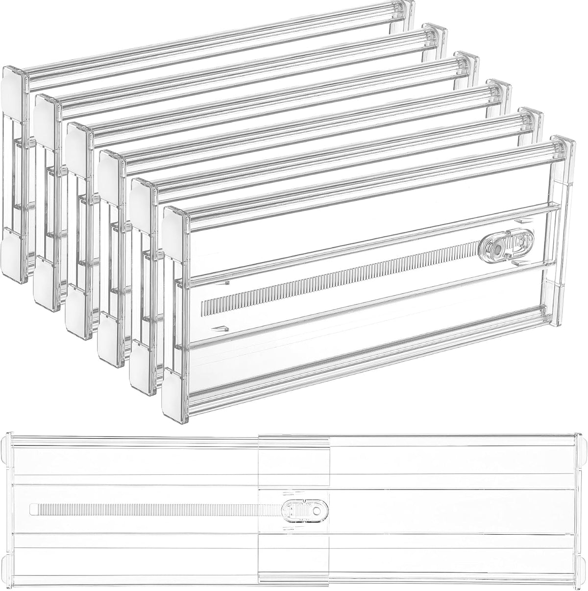 Vtopmart 6" Tall Upgrade Drawer Dividers, 12.8"-22.3" Expandable, 8 Pack