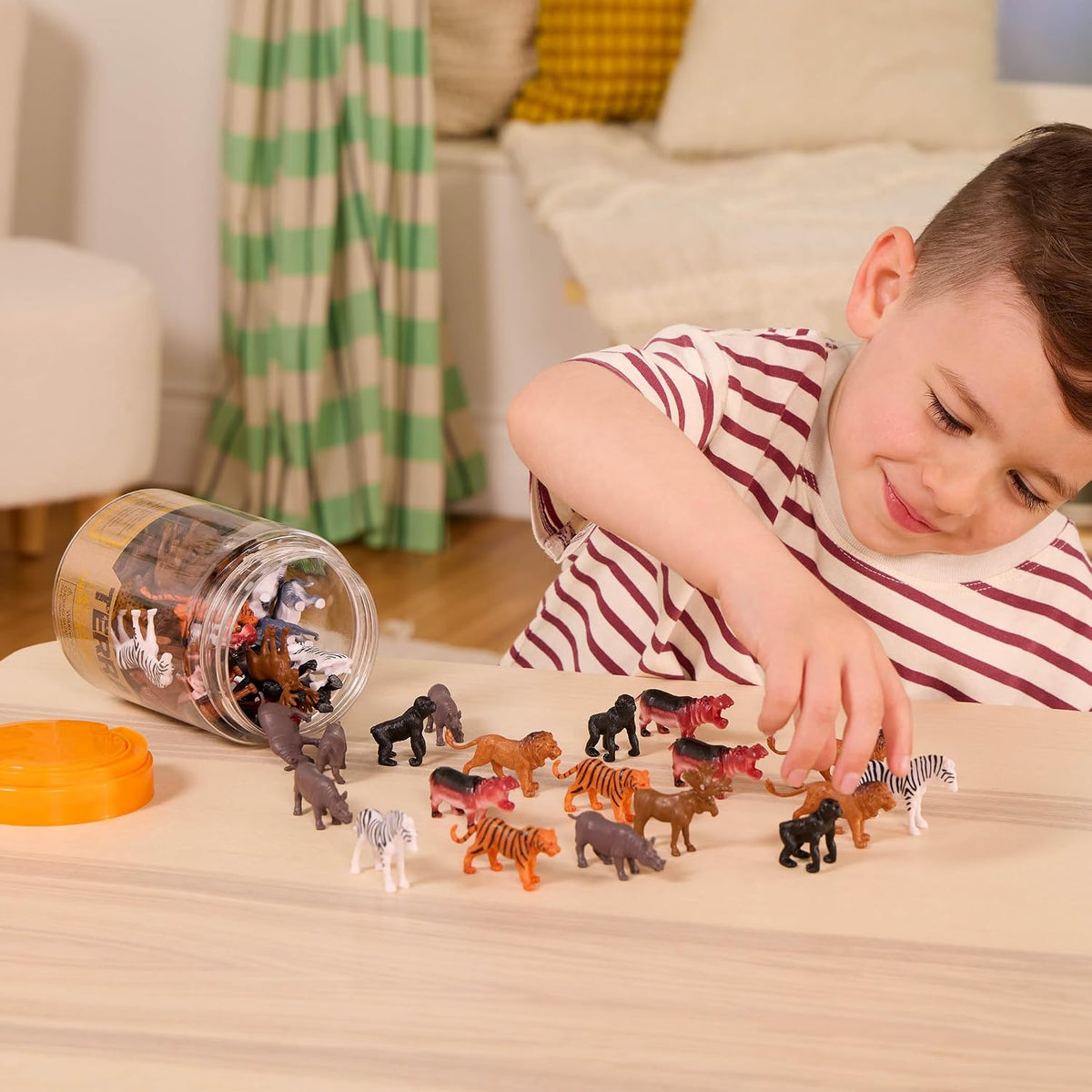Terra by Battat Wild Animal Figurines Tube, 60 Mini Safari Figures, Animals
