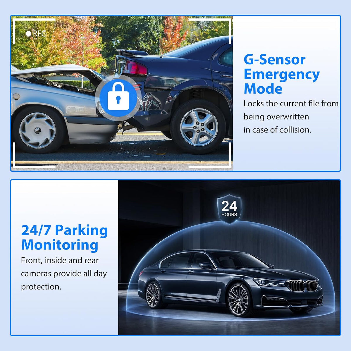 Dash Cam Front and Rear, 1296P Dash Camera for Cars, 3 Channel Car Camera Front Rear and Inside with 32GB Card, Loop Recording, Night Vision, HDR, 24Hr Parking, G-Sensor