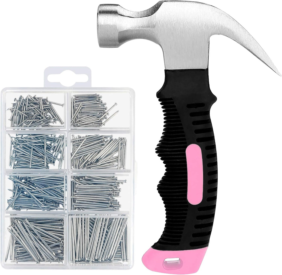 KURUI 700pcs Hardware Nails for Hanging Pictures, Up to 2"-Long Finish Nails Assortment Kit for Wall Art Decor, 640 Frame Nails and 60 Small Finishing Nails for Drywall Wood - Silver Picture Hangers