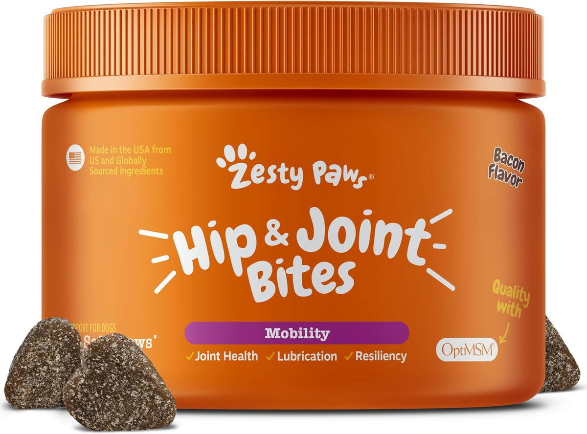 Zesty Paws Glucosamine for Dogs - Dog Joint Supplement, Bacon, 90 Ct