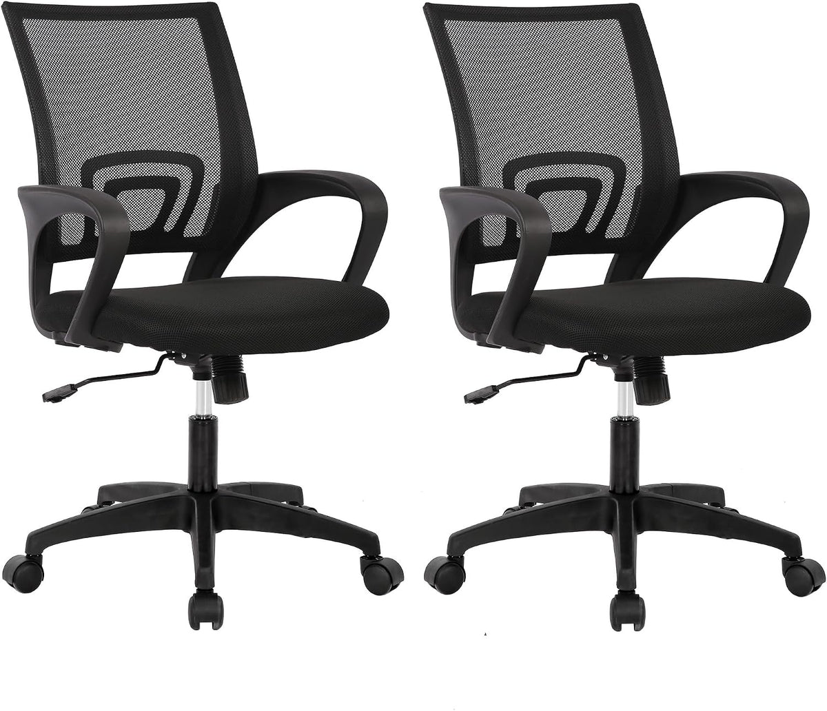 BestOffice Ergonomic Office Chair | Mid-Back Swivel Desk Chair | Dark Black