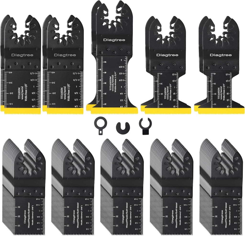 Oscillating Saw Blades, Diagtree 115PCS Titanium Oscillating Multitool Blades for Metal, Wood and Plastic, fit Dewalt Milwaukee Ryobi Fein Dremel Bosch Rockwell M Kita Porter(Titanium, 115)