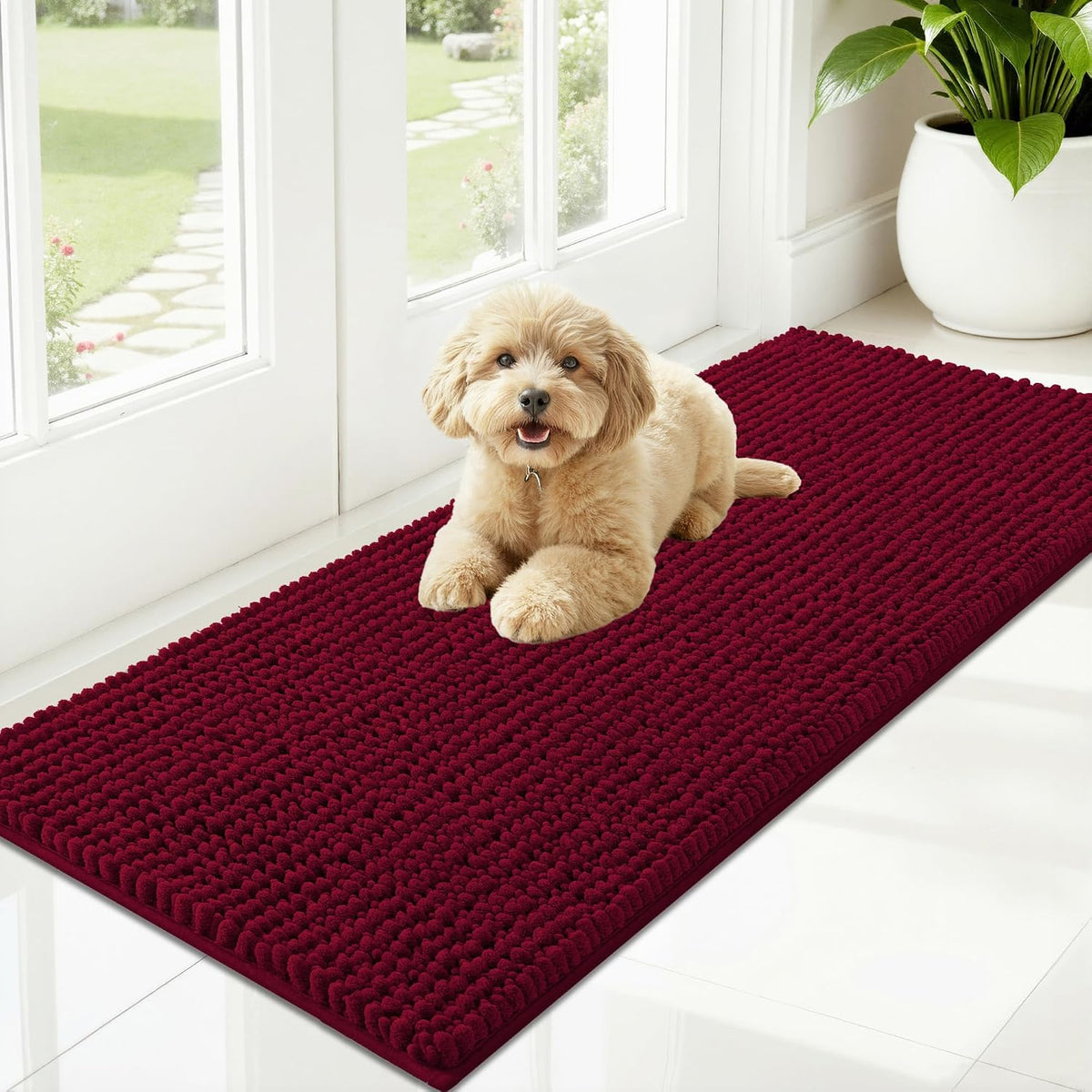 OLANLY Dog Door Mat for Muddy Paws 30x20, Extra Absorbent Chenille Mud Mat