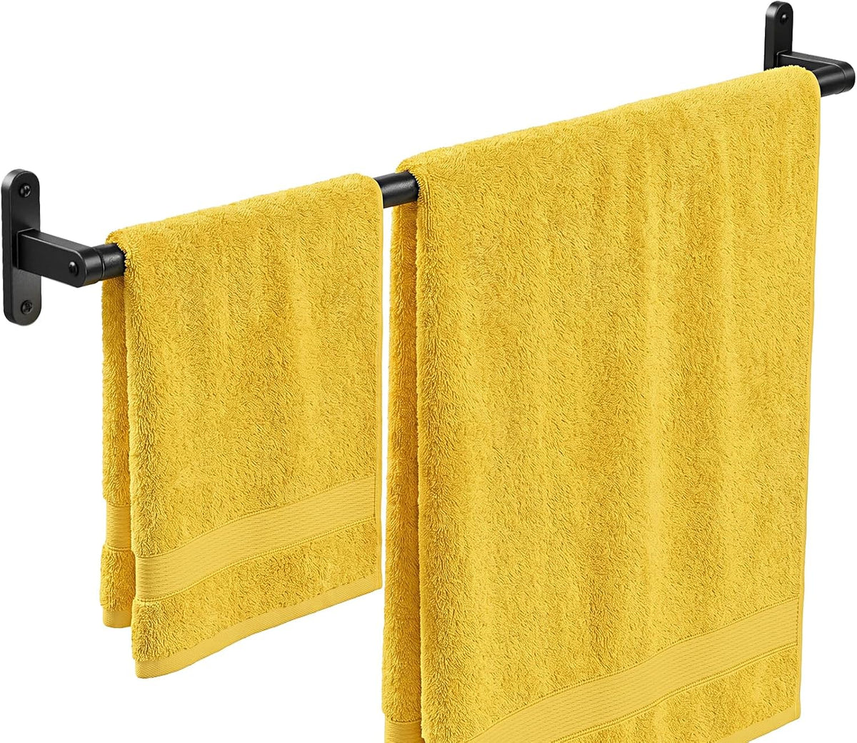 Powools Matte Black 24" Towel Rack, Rustproof Wall Mounted Towel Bar