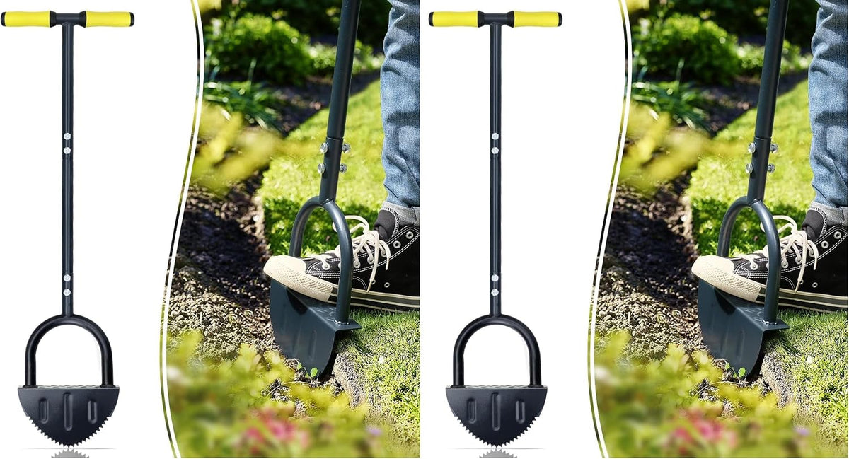 Colwelt Saw-Tooth Edger Lawn Tool, Half Moon Lawn Edger with T-Grip, Sidewalk Grass Long Handled Step Edger, 38-Inch