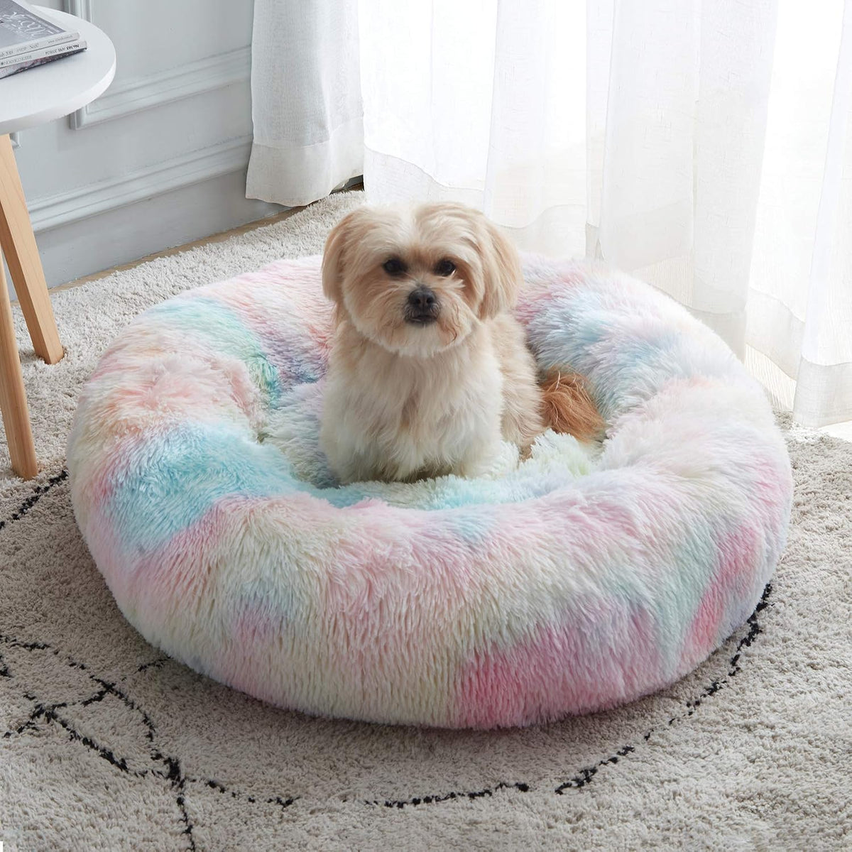 Western Home Calming Donut Cat Bed Small Dog Bed Washable,20" Light Grey