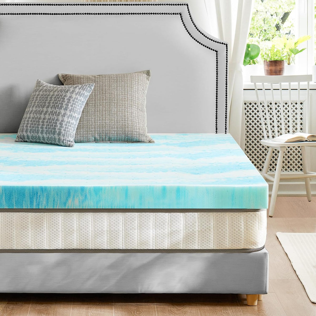 Sweetcrispy Full Size Cooling Bamboo Mattress Topper with Deep Pockets