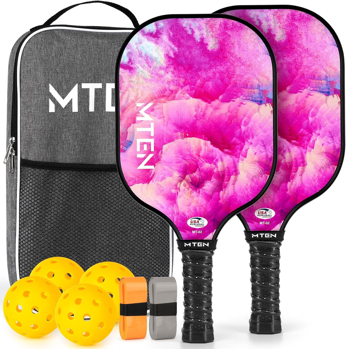 MTEN Pickleball Paddles Set of 2/4/1, USAPA Approved Fiberglass Rackets