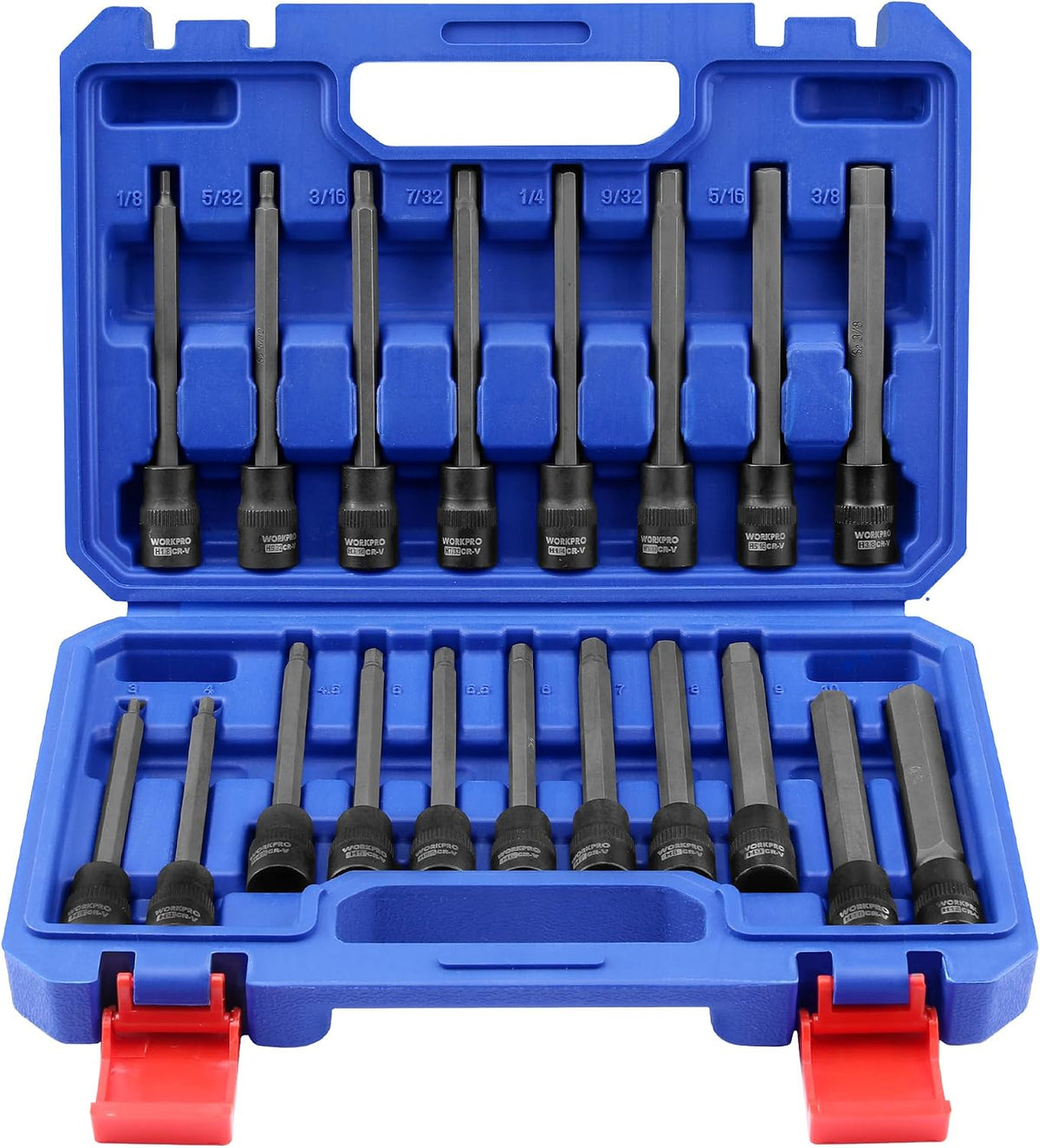 WORKPRO Torx Bit Socket Set, Premium S2 Bits & CR-V Sockets,13-Piece T8-T60