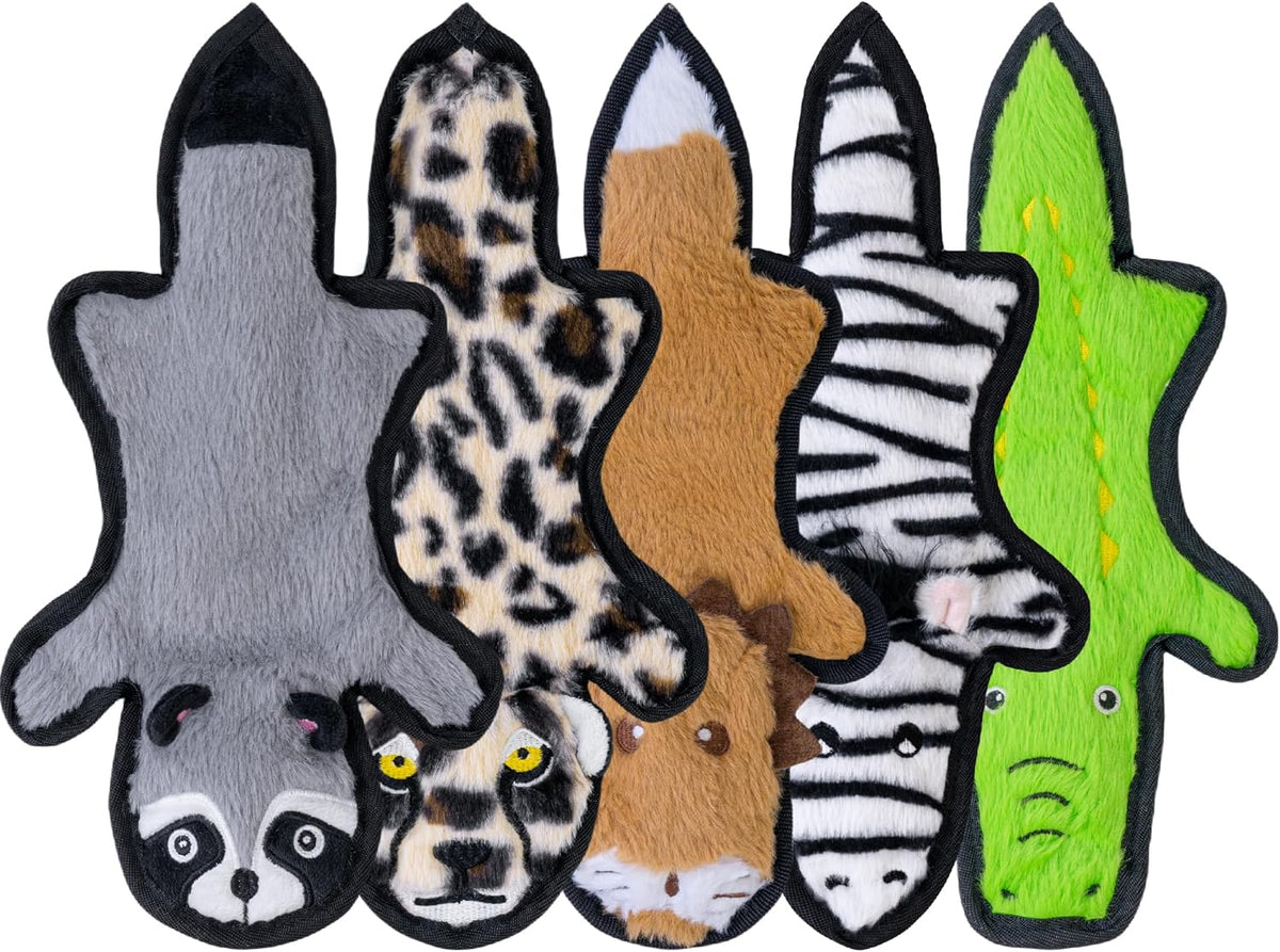 SHARLOVY No Stuffing Dog Toys Crinkle Squeaky, Long Lasting Chews for Aggressive, Durable Plush Dog Puppy Chew Toys for Teething, with 6 Tough Layers for Small Medium Large Breed-5pack,Large | Durable Plush Dog Puppy Chew Toys for Teething, with 6 Tough L