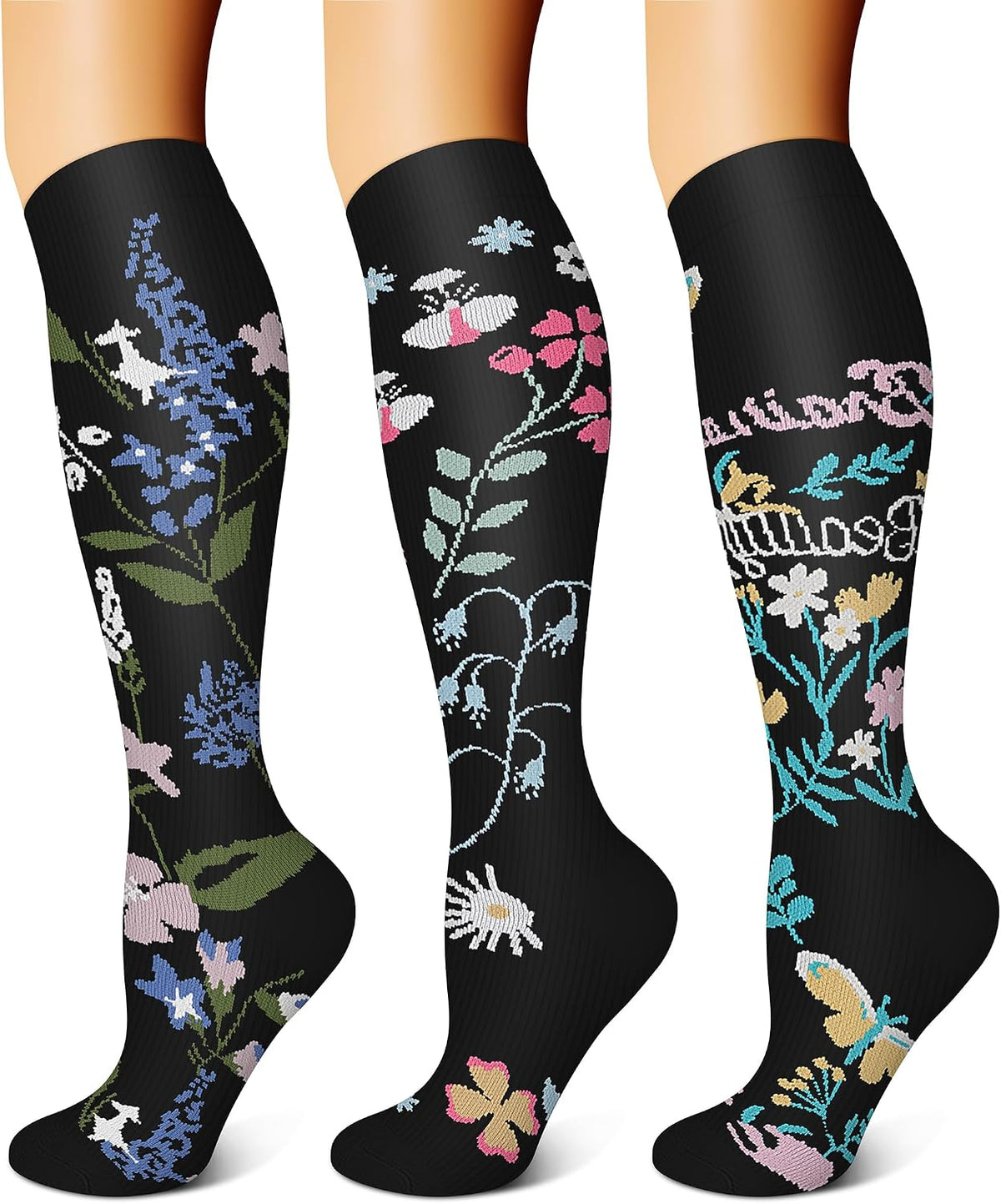 FEYHAY Copper Compression Socks (3 Pairs) 15-20 mmHg Circulation is Best Athletic & Daily for Men & Women, Running, Climbing