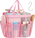 Mesh Shower Caddy Portable - 8 Pockets, S-Hook, Shower Bag for Dorm Camping