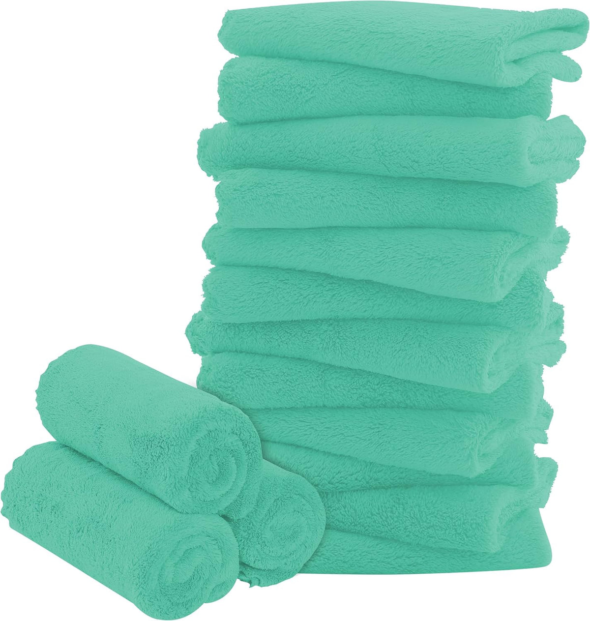 16 Pack Baby Washcloths - Luxury Multicolor Coral Fleece - Extra Absorbent and Soft Wash Clothes for Newborns, Infants and Toddlers - Suitable for Sensitive Skin and New Born - Baby Shower, 10x10 Inch
