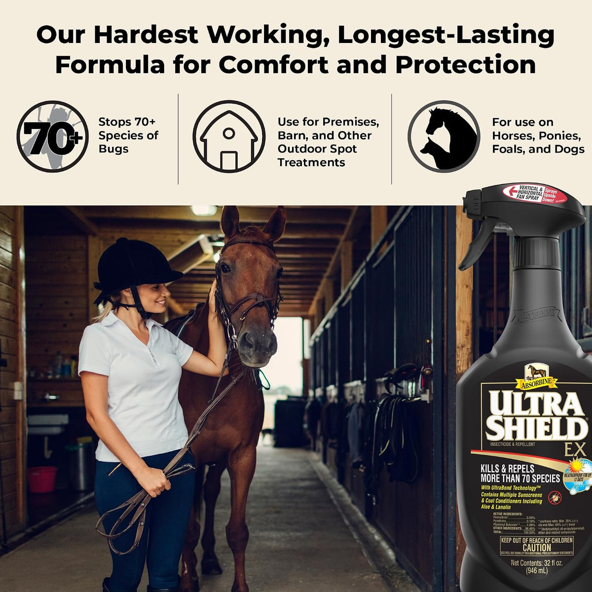 Absorbine UltraShield EX Insecticide & Repellent, 32 fl oz Sprayer