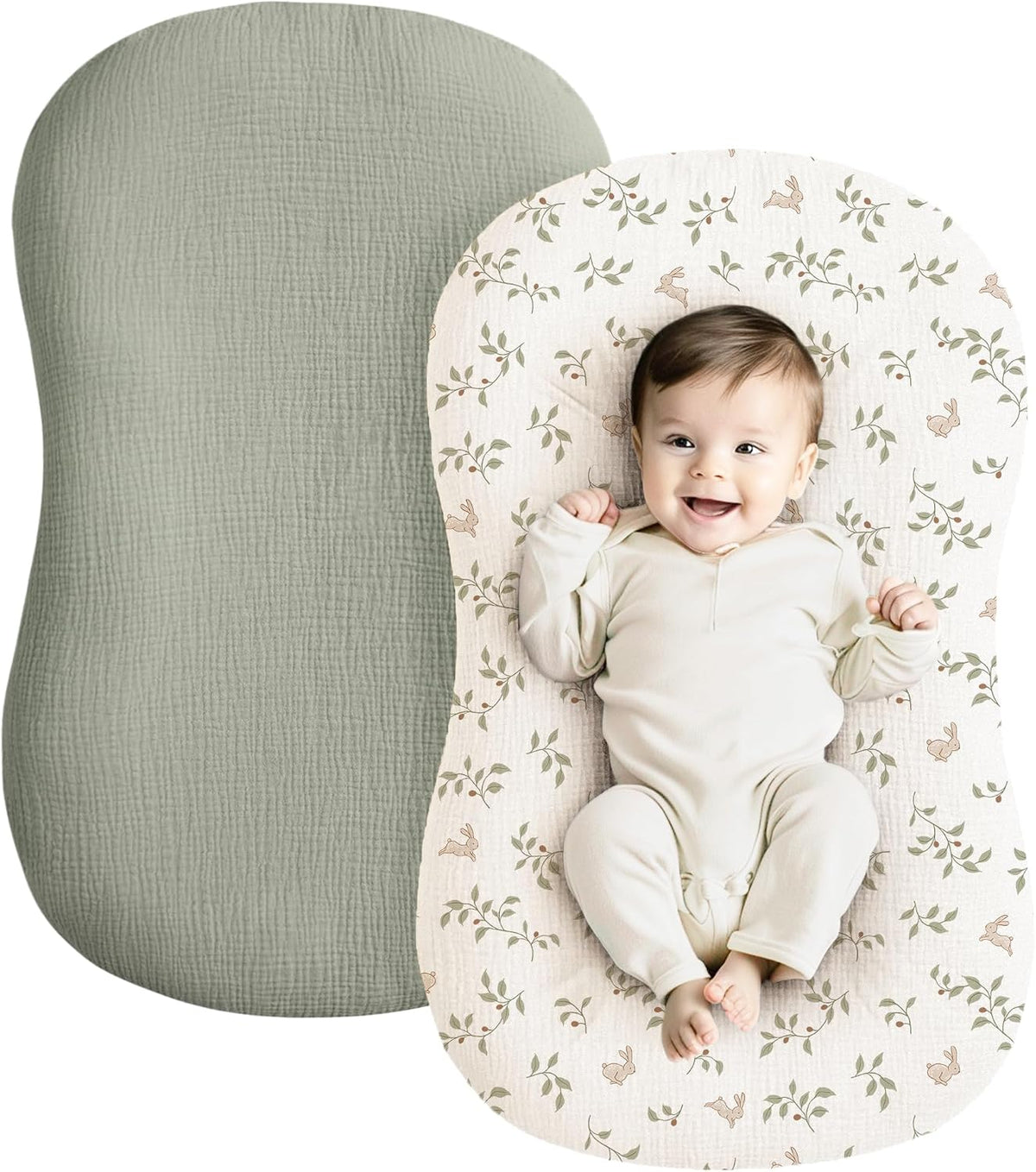 Konssy 2 Pack Muslin Baby Lounger Covers, Covers Only, 30.7" x 20"