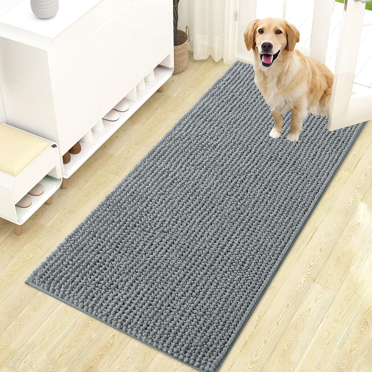 OLANLY Dog Door Mat for Muddy Paws 30x20, Extra Absorbent Chenille Mud Mat