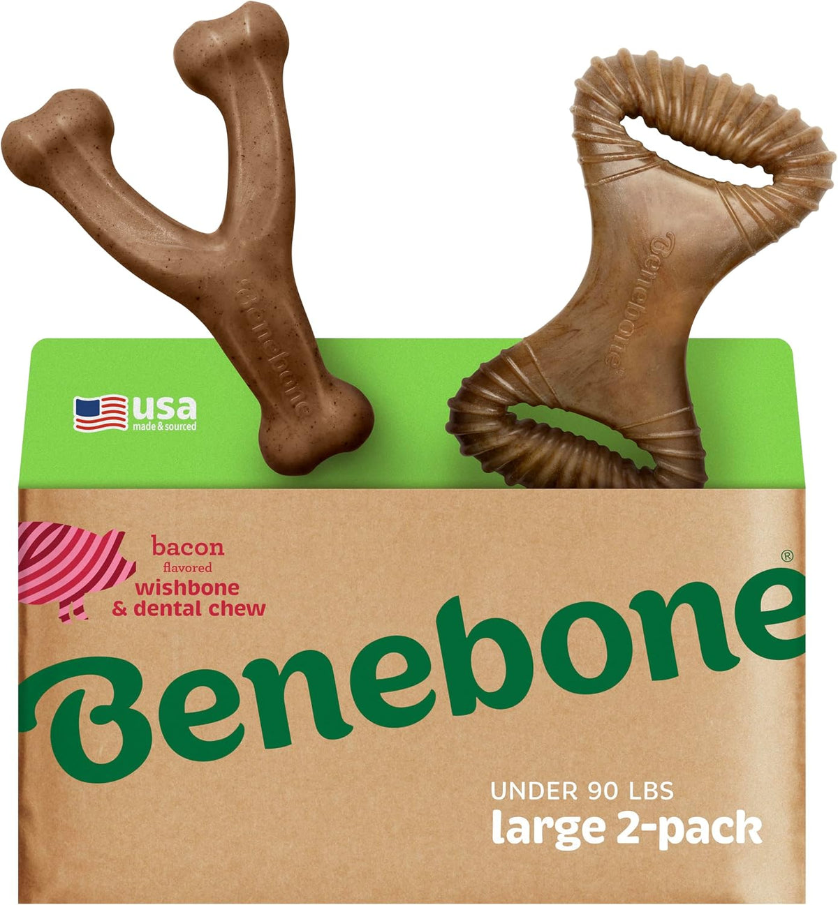 Benebone Small 4-Pack Dog Toys for Aggressive Chewers – Under 30 lbs | Durable, Multipack, Super Chewer, Made in USA, Dog Bones, Long-Lasting, A Size for Every Dog, Keeps Them Busy