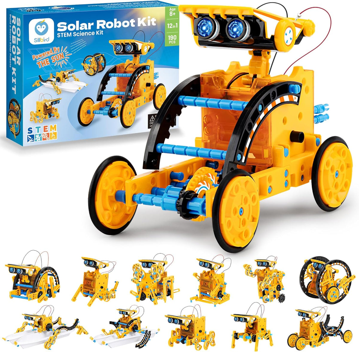 Sillbird 12-in-1 Solar Robot Building Kit STEM Gift for Boys Ages 8-13