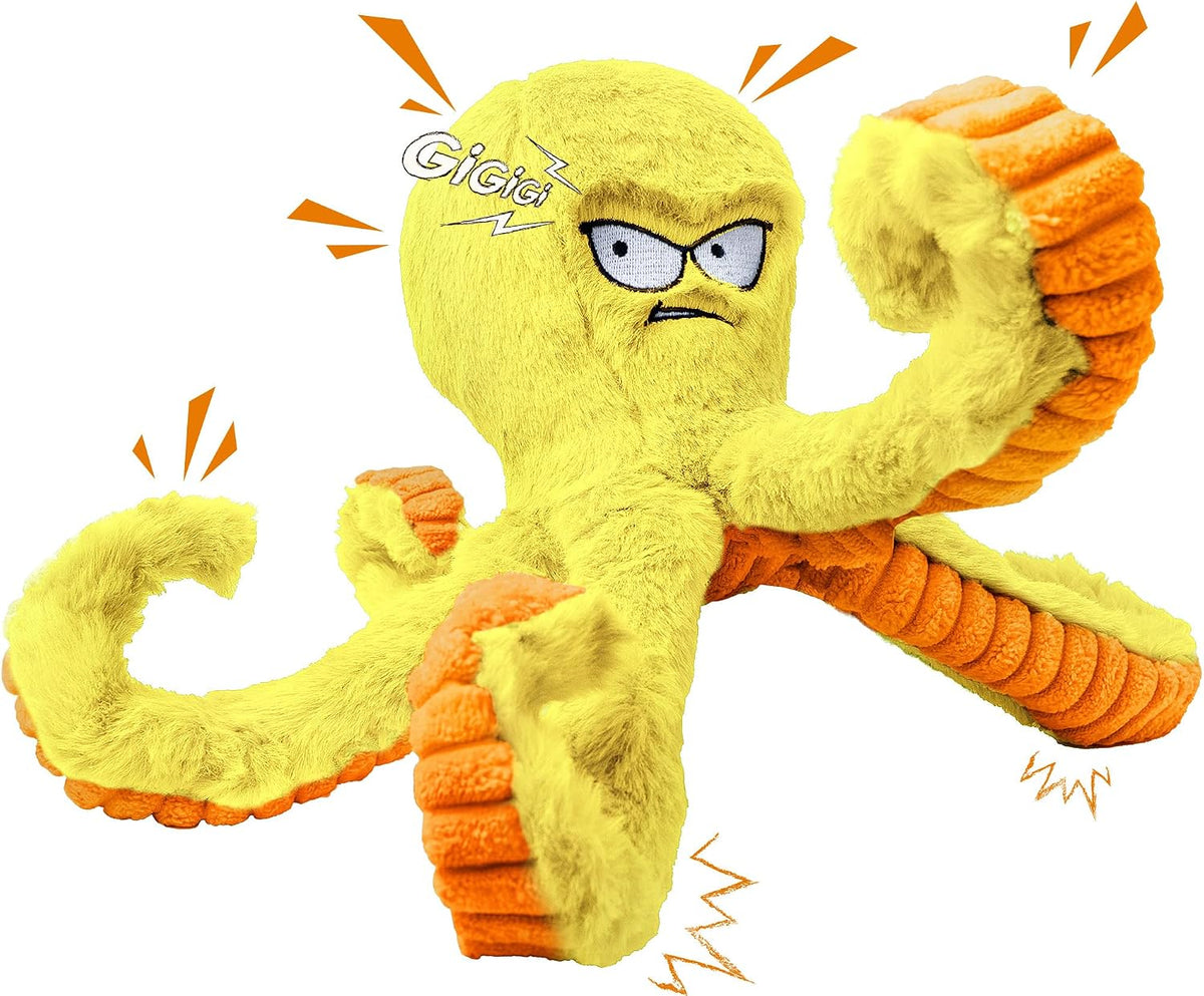LEGEND SANDY Tough Dog Toys, Stuffed Chew Large Dog Toys to Keep Them Busy, Interactive Squeaky Tug of War Doggie Toy, Crinkle Blue Octopus | Interactive Tug of War Puppy Toys, Crinkle Stuffed Octopus for Small Medium and Large Breeds, Birthday Gift for P