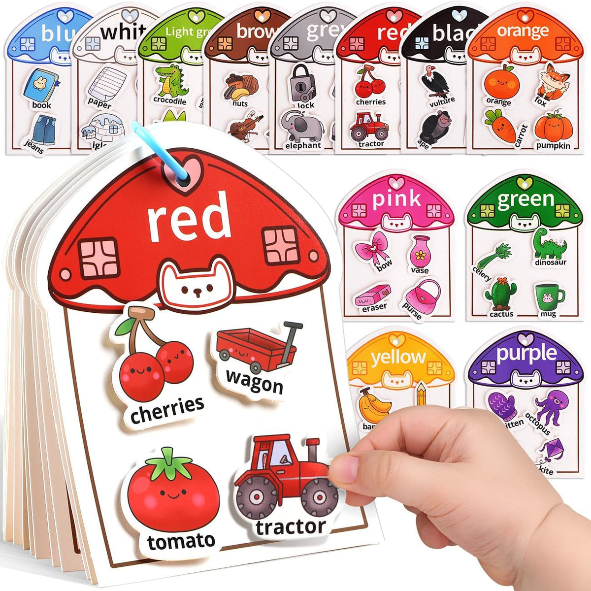 Montessori Busy Book Color Sorting Toys for Toddlers 2-4 Years