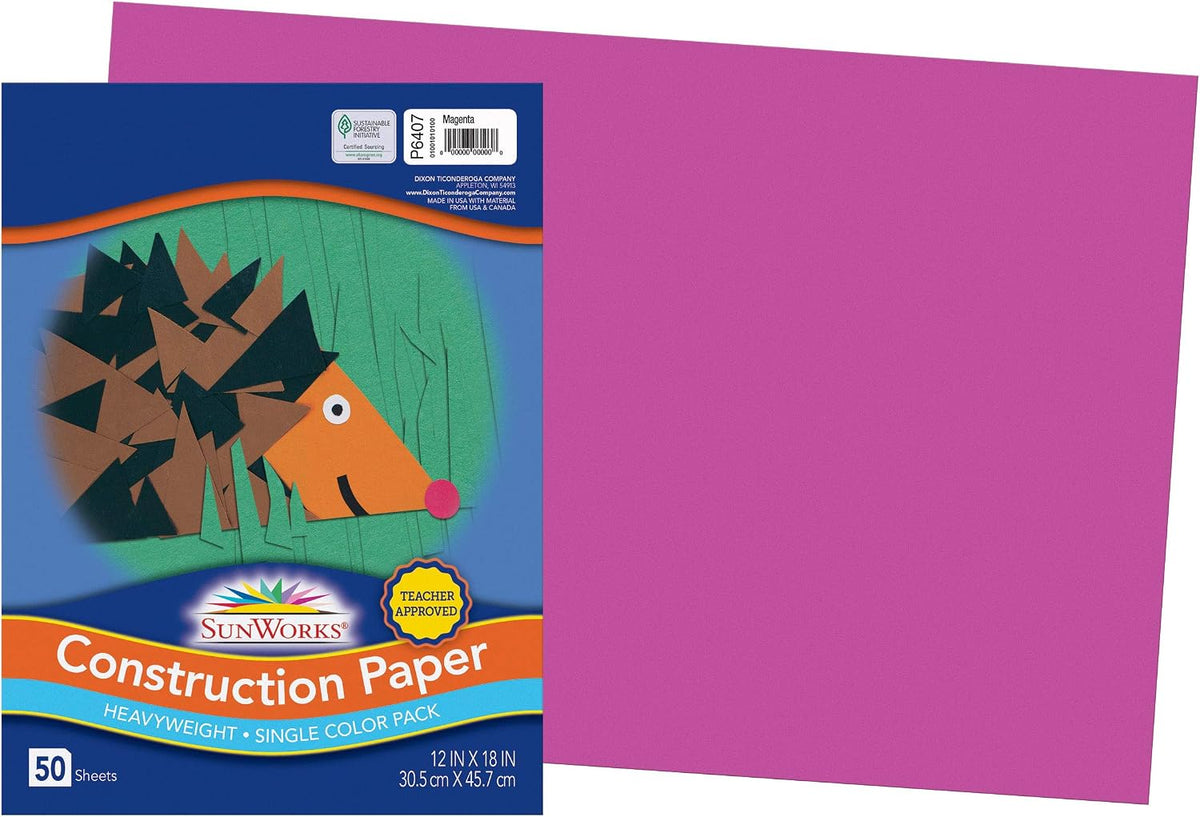 Prang (Formerly SunWorks) Construction Paper, 10 Assorted Colors, 12" x 18", 50 Sheets