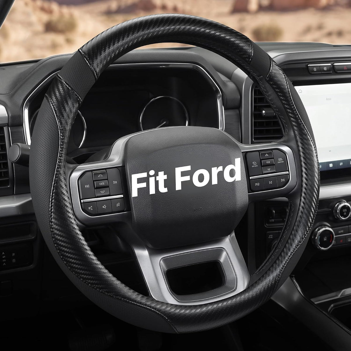 West Llama Customized Auto Car Steering Wheel Cover for Ford F-150, F-250, F-350, Expedition (Black)