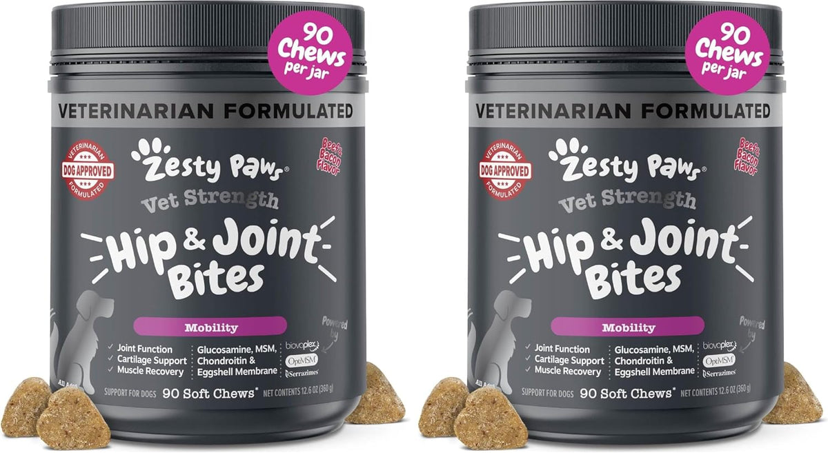 Zesty Paws Glucosamine for Dogs - Dog Joint Supplement, Bacon, 90 Ct
