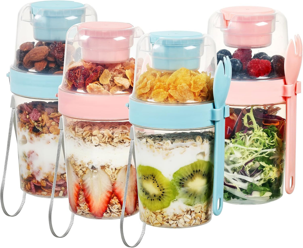 Vtopmart Yogurt Parfait Cups, 4 Pack, 27oz, with Lids & Spoons