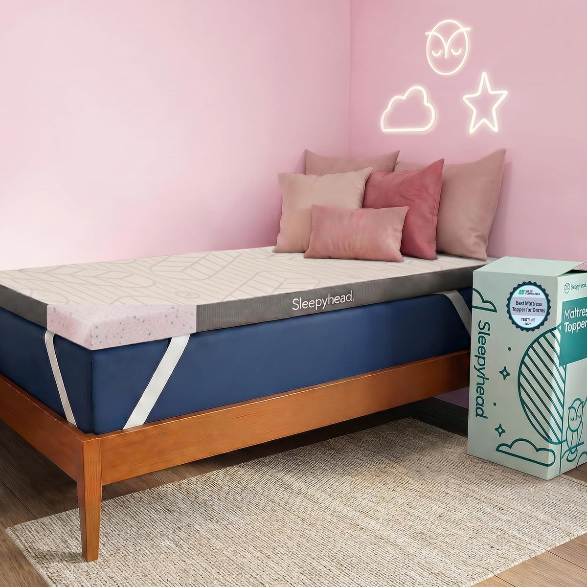 Sleepyhead Twin XL Mattress Topper 2 Inch for College Dorm, Cooling Gel Memory Foam, Pressure Relief, Removable Washable Cover, CertiPUR-US Certified (XL Twin 2")