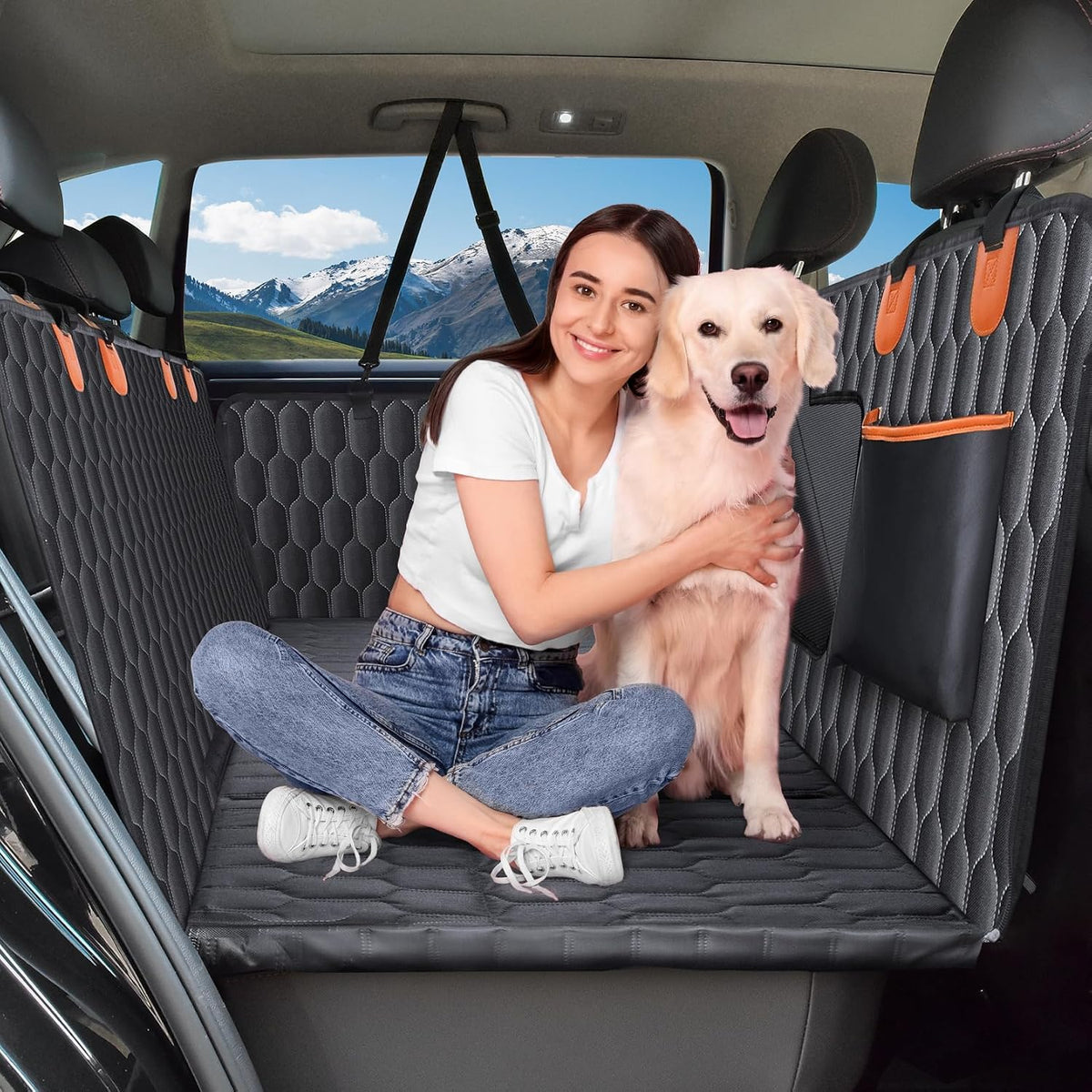 Chumajor L Back Seat Extender for Dogs,Hard Bottom,Waterproof,400 lb,Black