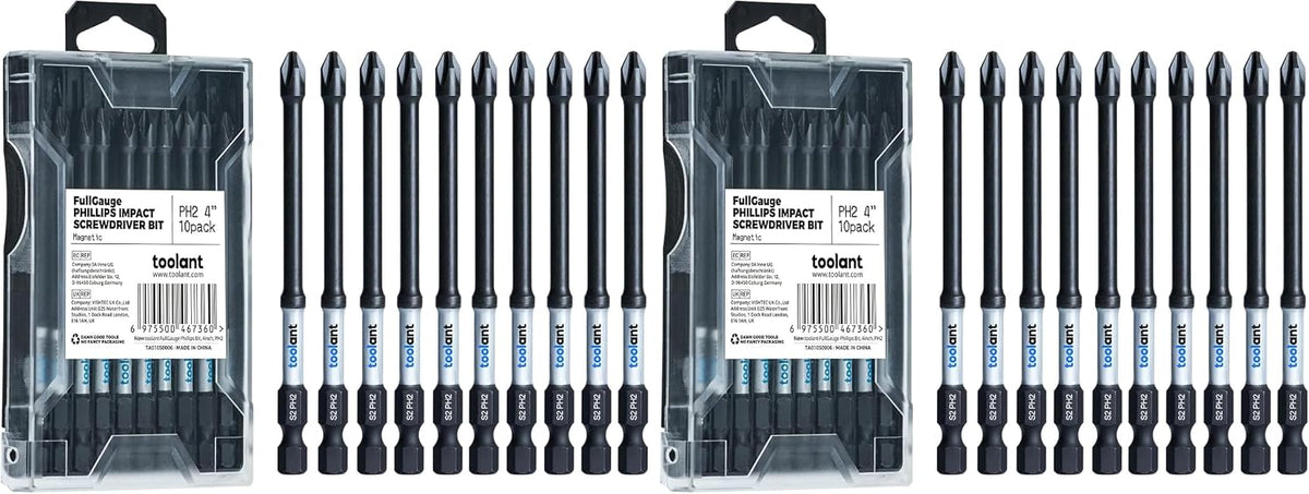 toolant PH2 Phillips Impact Bit Set, 2 Inch, 10-Piece, Magnetic