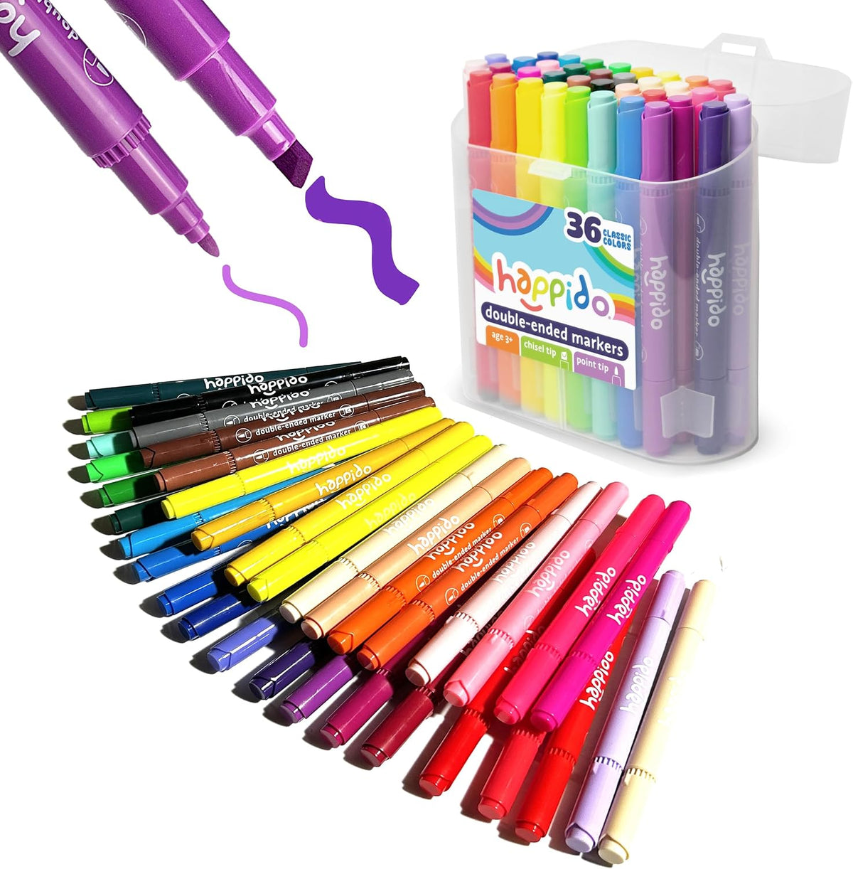 International Arrivals Happido Double-Sided Markers for Kids, Set of 24