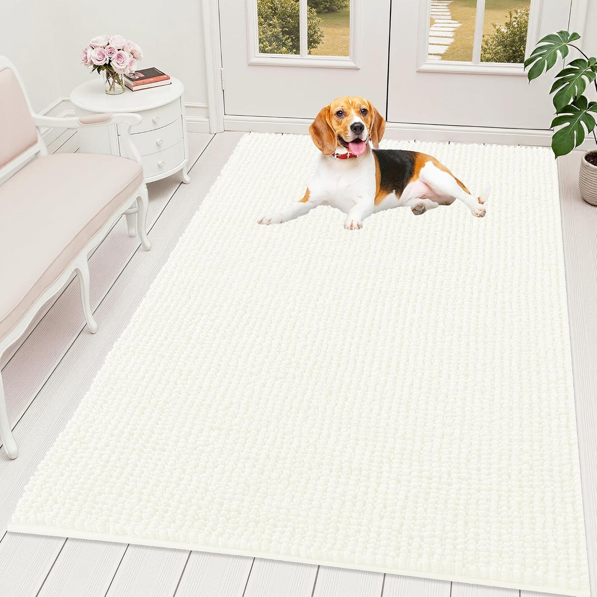 OLANLY Dog Door Mat for Muddy Paws 30x20, Extra Absorbent Chenille Mud Mat