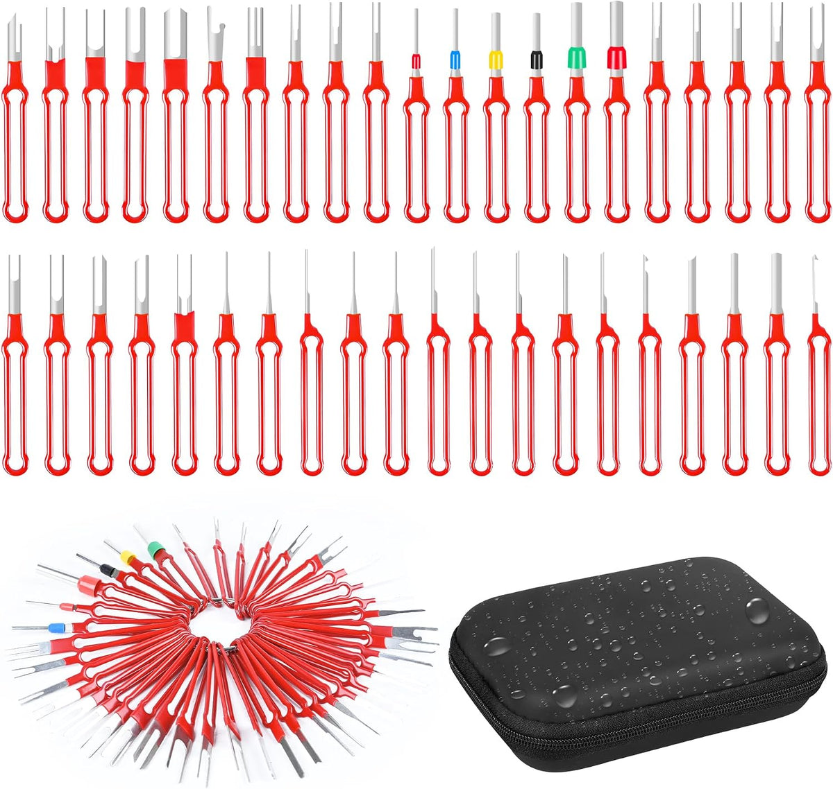 Terminal Pin Removal Tool Kit 82 Pcs Depinning Electrical Connector Pin Extractor Tool Set Wire Terminal Release for Automotive Car Household Devices - Black