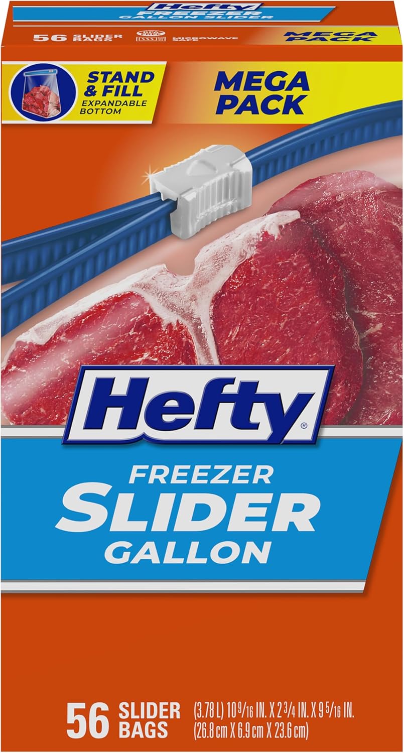 Hefty Slider Freezer Bags, Gallon Size, 56ct