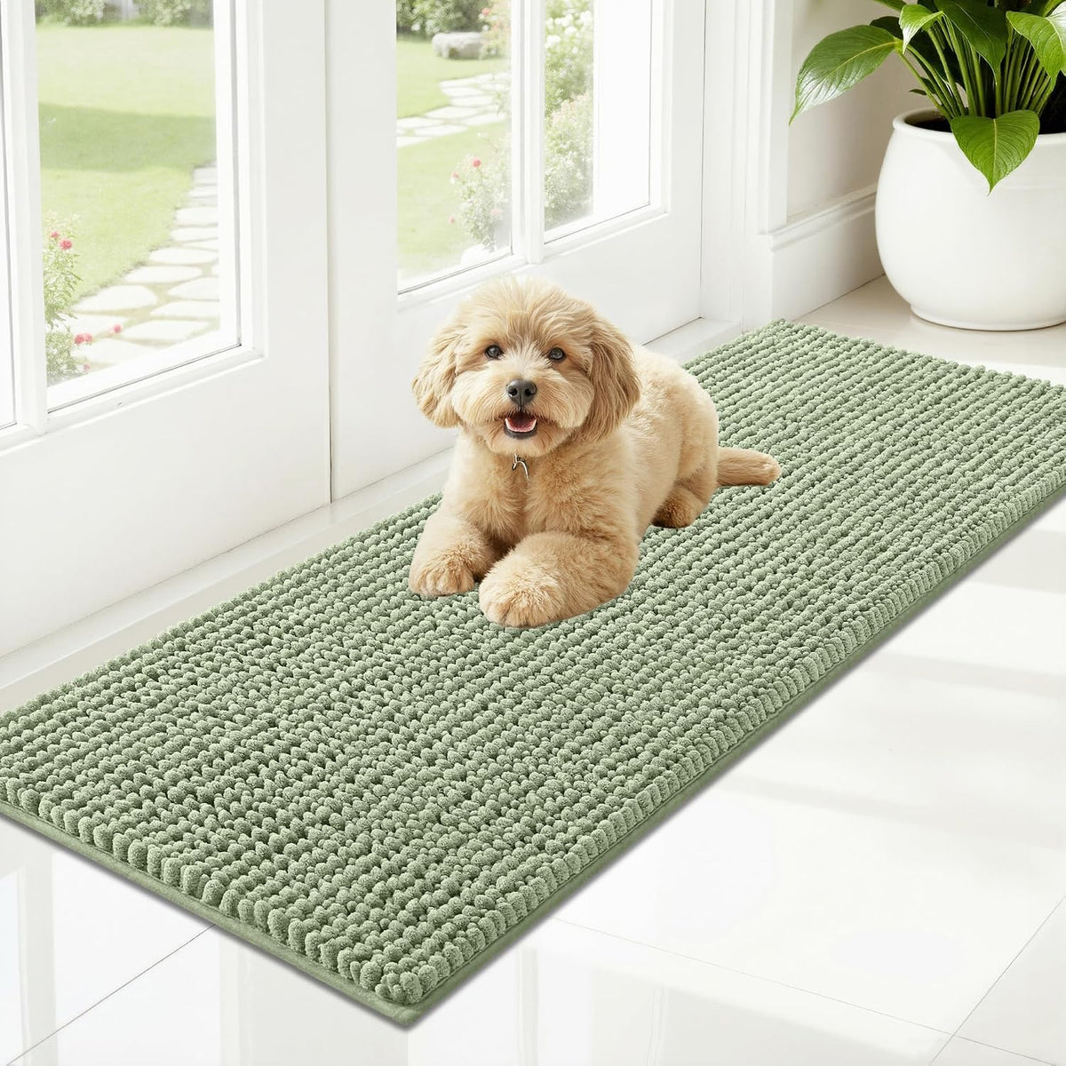 OLANLY Dog Door Mat for Muddy Paws 30x20, Extra Absorbent Chenille Mud Mat