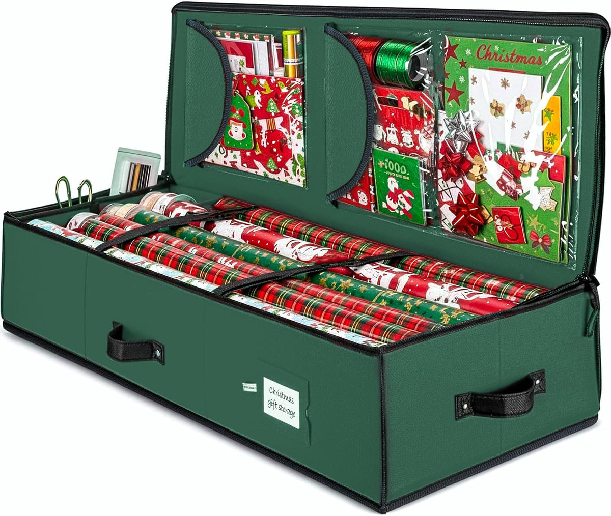 ZOBER Wrapping Paper Storage, Gift Wrapping Organizer Storage, Black/White