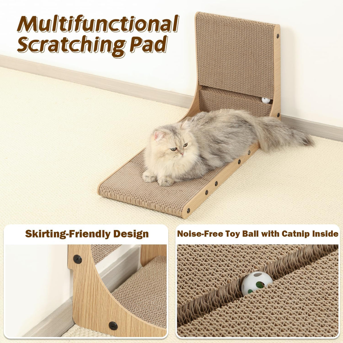 Zakkart 2-Pack L-Shaped Cat Scratching Board, Cardboard, 25.6" Tall (L)