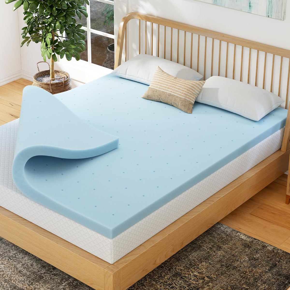 EGOHOME 2 Inch Twin Memory Foam Mattress Topper- Cooling Gel Infused