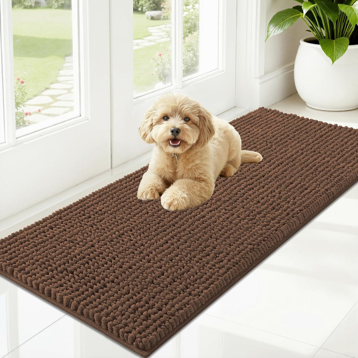 OLANLY Dog Door Mat for Muddy Paws 30x20, Extra Absorbent Chenille Mud Mat