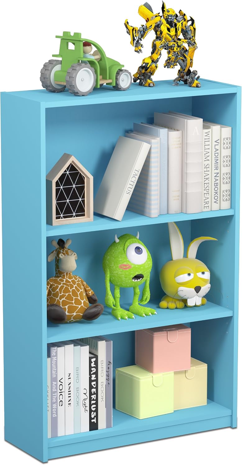 Furinno JAYA Book Shelf, 3-Tier Bookshelf, Bookcase with Adjustable Shelves, 9.5 x 24.5 x 40.3, for Organization and Storage, for Living Room, Bedroom, Home Office, French Oak