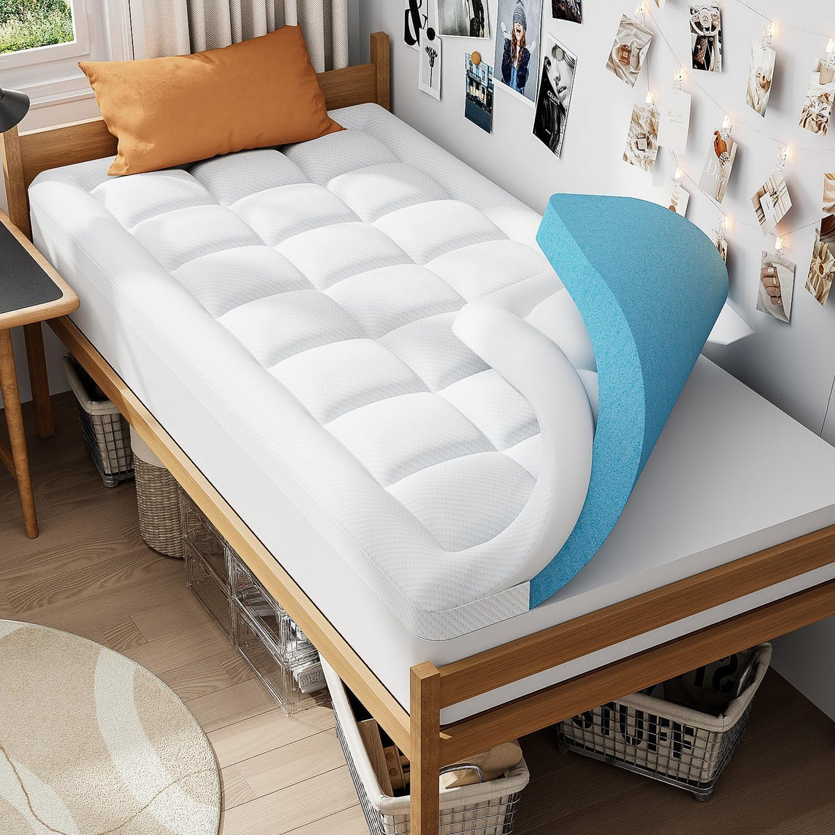 ELEMUSE Twin XL Dorm Room Essentials 3 Inch Memory Foam Mattress Topper