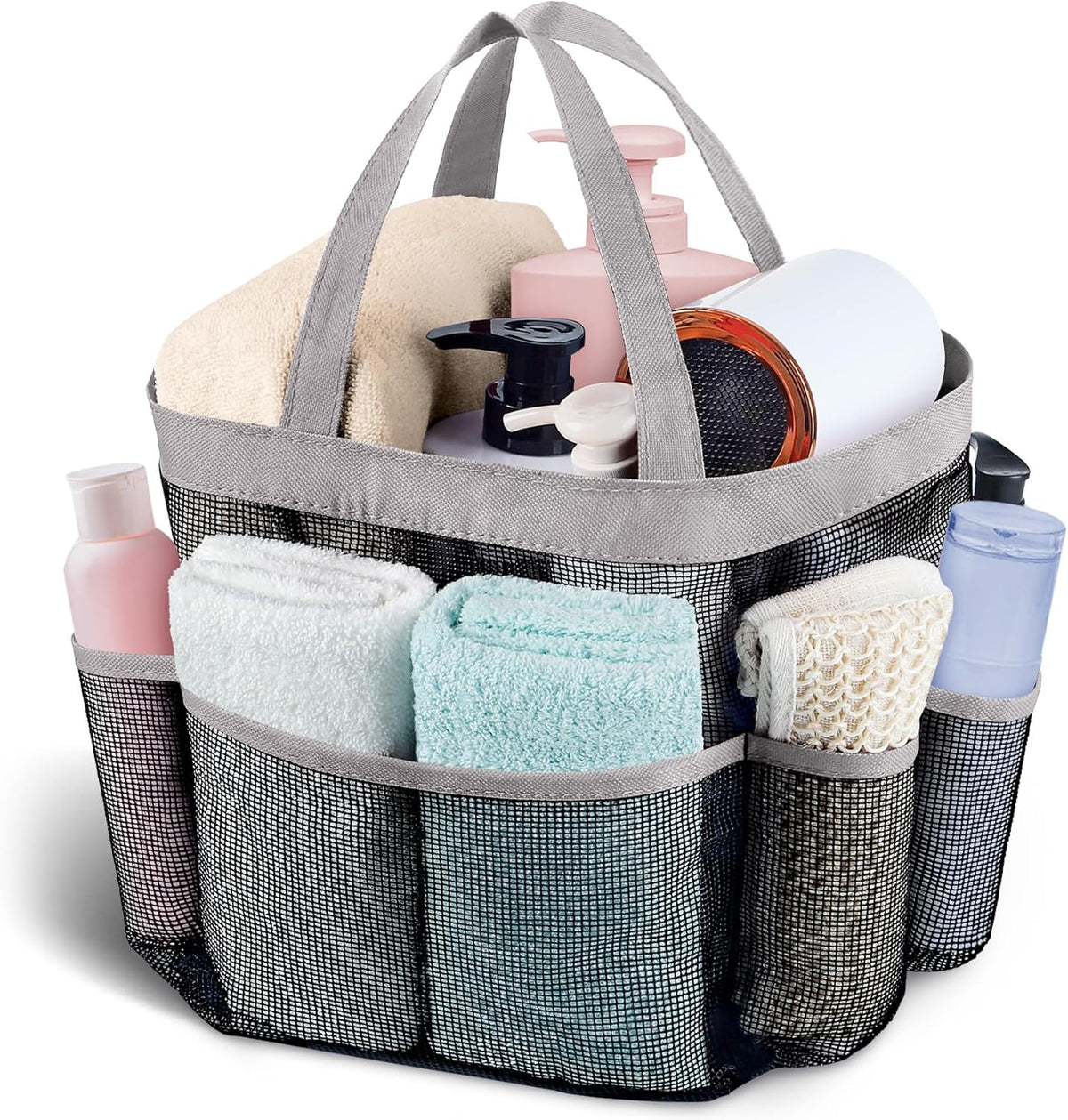 Mesh Shower Caddy Portable - 9 Pockets, Shower Bag for Dorm Room Camping