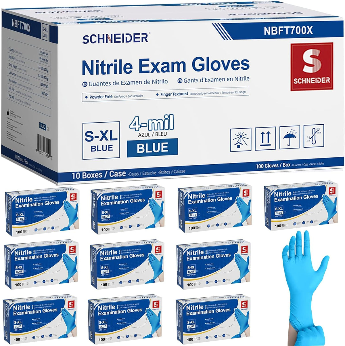 Schneider Nitrile Gloves, Gloves Disposable Latex Free, Powder Free