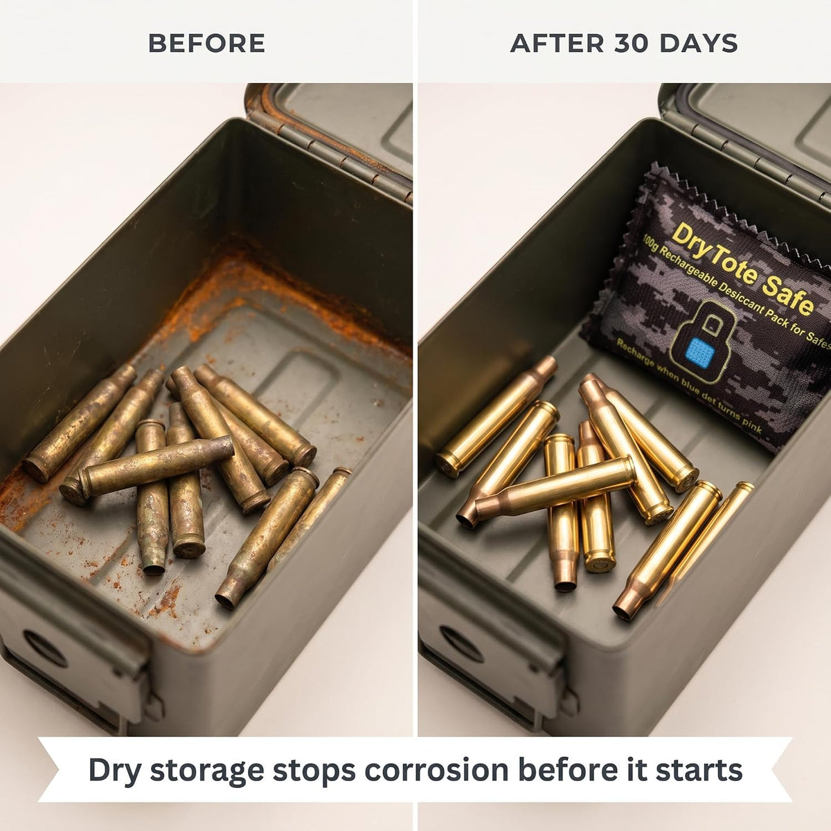 DryTote Gun Safe Dehumidifier, Rechargeable Silica Gel Desiccant Packs (5 x 100g), Color Indicating Moisture Absorber for Gun Safes, Ammo Cans, Cabinets & Valuables, Reusable, No Power Needed